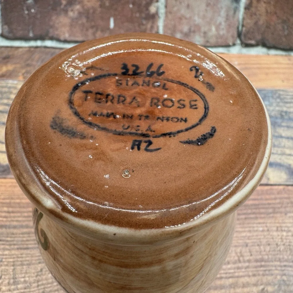 Vintage Stangl Pottery Terra Rose Vase Hand Painted Tulip 3266 Trenton MCM